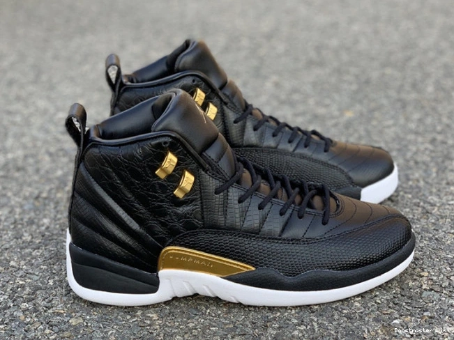 Bmlin shoes Metallic Black 'Reptile' Retro Gold-White Jordan Air 12 AO6068-007 0821